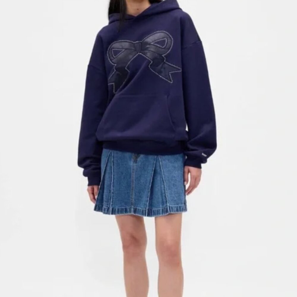 NWT Gap × Sandy Liang Pleated Denim Mini Skirt in Rinse Blue